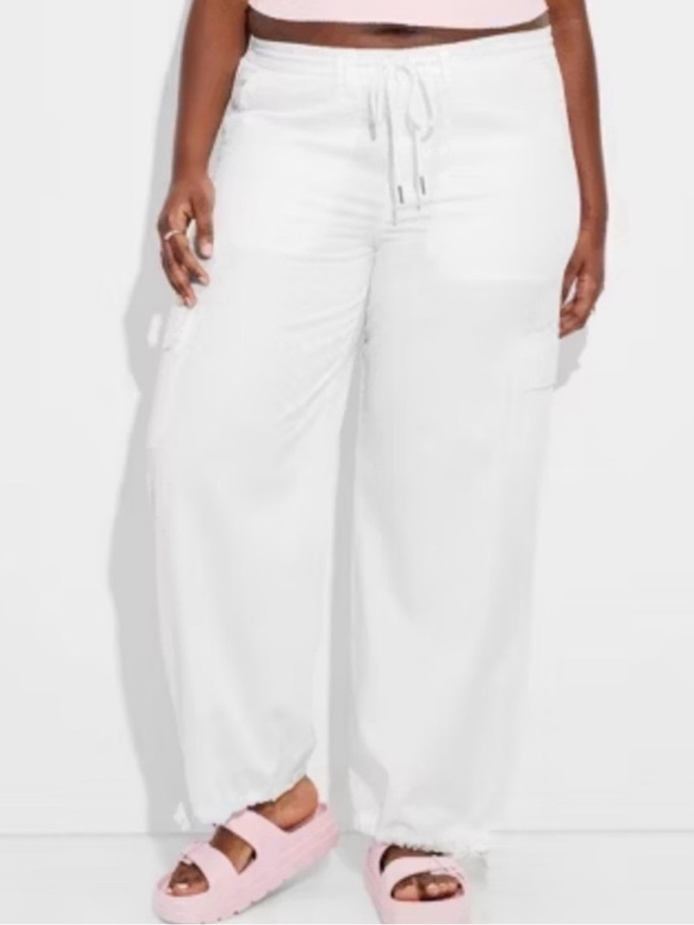 wild fable Relaxed White Drawstring Cargo Joggers NWT 3X - Picture 2 of 16